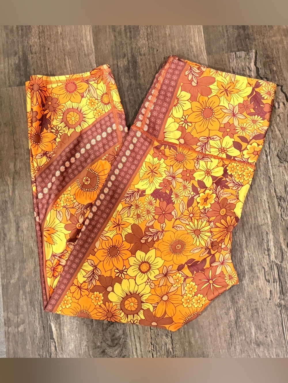 Yoga democracy Orange & Brown Floral Leggings
